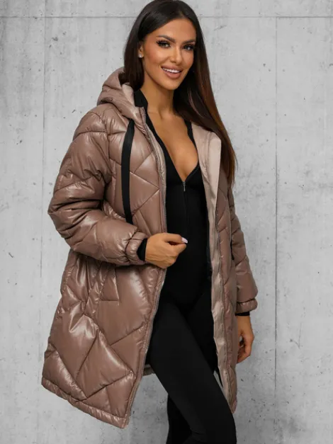 Outlet Damen Jacke Camel JS/5M3189/84Z Damen Steppjacken | Lange Jacken