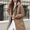 Outlet Damen Jacke Camel JS/5M3189/84Z Damen Steppjacken | Lange Jacken