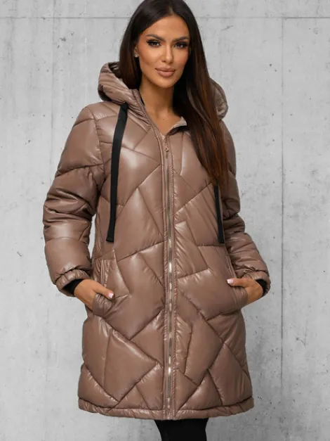 Outlet Damen Jacke Camel JS/5M3189/84Z Damen Steppjacken | Lange Jacken