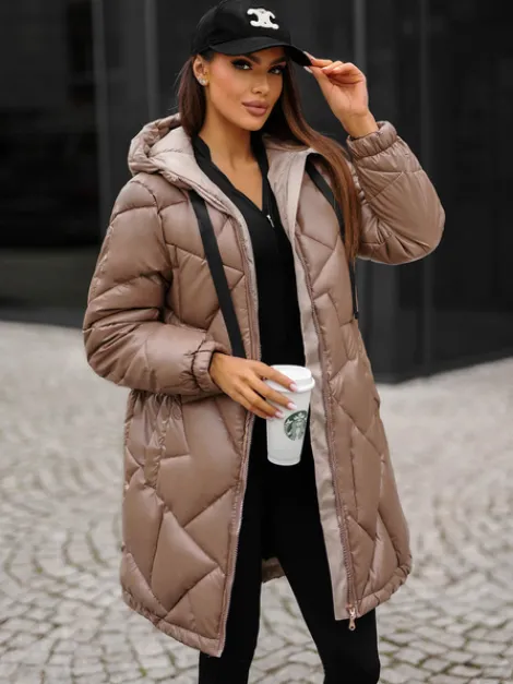 Online Damen Jacke Camel JS/5M3189/84Z Damen Steppjacken | Lange Jacken
