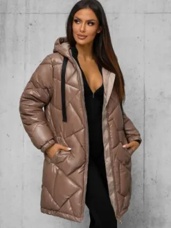Outlet Damen Jacke Camel JS/5M3189/84Z Damen Steppjacken | Lange Jacken