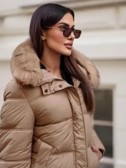 Discount Damen Jacke Camel JS/5M3256/84 Damen Steppjacken | Winterjacken