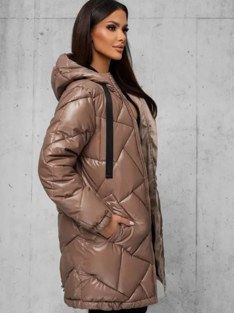 Outlet Damen Jacke Camel JS/5M3189/84Z Damen Steppjacken | Lange Jacken