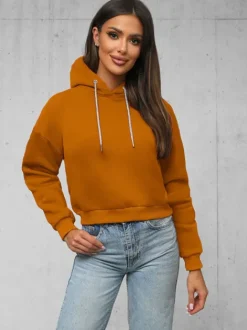 Best Damen Kapuzenpullover Camel O/12102 Damen Sweatshirts Ohne Print | Kapuzenpullover