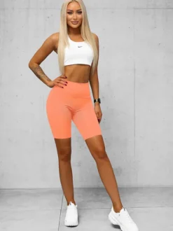 Sale Damen Kurze Leggings Lachsrot O/K5-J Damen Fitness | Kurze Leggings