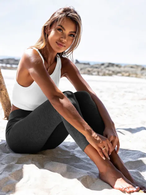 Hot Damen Leggings Anthrazit JS/1001Z Damen Fitness | Leggings Ohne Motiv