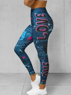 Fashion Damen Leggings O/20755Z Damen Fitness | Leggings Mit Motiv