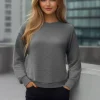Clearance Damen Sweatshirt Anthrazit JS/W01Z Damen Sweatshirts Ohne Print | Sweatshirts Ohne Kapuze