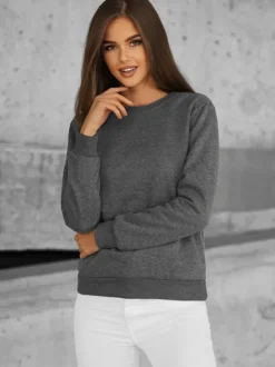 Best Damen Sweatshirt Anthrazit JS/W01Z Damen Sweatshirts Ohne Print | Sweatshirts Ohne Kapuze