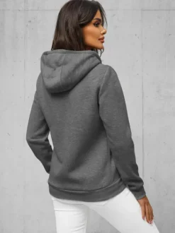 Outlet Damen Sweatshirt Anthrazit JS/W03Z Damen Sweatshirts Ohne Print | Sweatshirts Ohne Kapuze