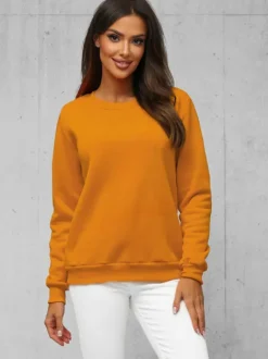 Fashion Damen Sweatshirt Camel JS/W01Z Damen Sweatshirts Ohne Print | Sweatshirts Ohne Kapuze