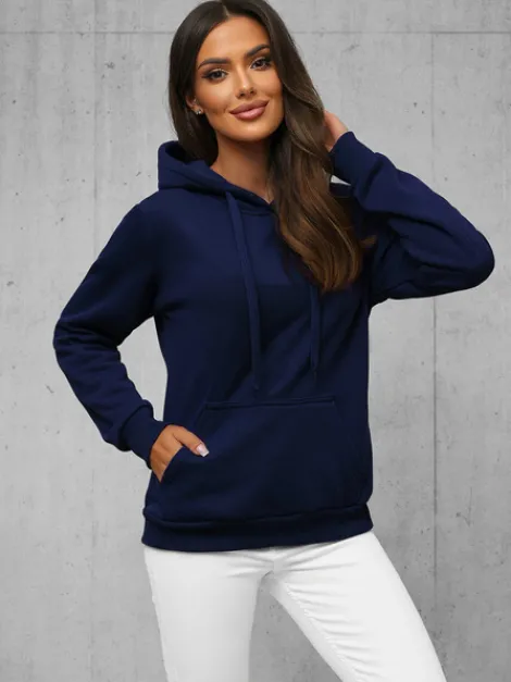 Sale Damen Sweatshirt Dunkelblau JS/W02Z Damen Sweatshirts Ohne Print | Sweatshirts Ohne Kapuze