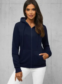 Hot Damen Sweatshirt Dunkelblau JS/W03Z Damen Sweatshirts Ohne Print | Sweatshirts Ohne Kapuze