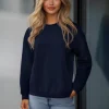 Hot Damen Sweatshirt Dunkelblau JS/W01Z Damen Sweatshirts Ohne Print | Sweatshirts Ohne Kapuze