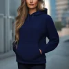 Fashion Damen Sweatshirt Dunkelblau JS/W02Z Damen Sweatshirts Ohne Print | Sweatshirts Ohne Kapuze