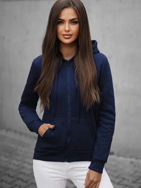 Outlet Damen Sweatshirt Dunkelblau JS/W03Z Damen Sweatshirts Ohne Print | Sweatshirts Ohne Kapuze
