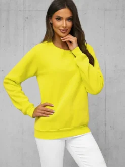 Online Damen Sweatshirt Gelb-Neon JS/W01Z Damen Sweatshirts Ohne Print | Sweatshirts Ohne Kapuze
