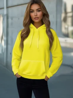 Fashion Damen Sweatshirt Gelb-Neon JS/W02Z Damen Sweatshirts Ohne Print | Sweatshirts Ohne Kapuze