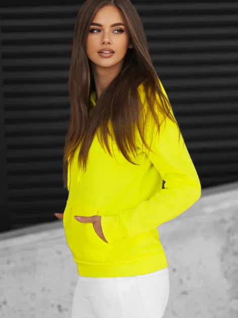 Fashion Damen Sweatshirt Gelb-Neon JS/W02Z Damen Sweatshirts Ohne Print | Sweatshirts Ohne Kapuze