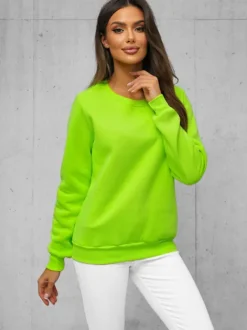 Clearance Damen Sweatshirt Grün-Neon JS/W01Z Damen Sweatshirts Ohne Print | Sweatshirts Ohne Kapuze
