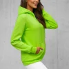 Fashion Damen Sweatshirt Grün-Neon JS/W02Z Damen Sweatshirts Ohne Print | Sweatshirts Ohne Kapuze