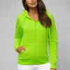Sale Damen Sweatshirt Grün-Neon JS/W03Z Damen Sweatshirts Ohne Print | Sweatshirts Ohne Kapuze