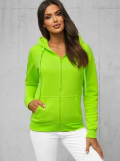 Sale Damen Sweatshirt Grün-Neon JS/W03Z Damen Sweatshirts Ohne Print | Sweatshirts Ohne Kapuze