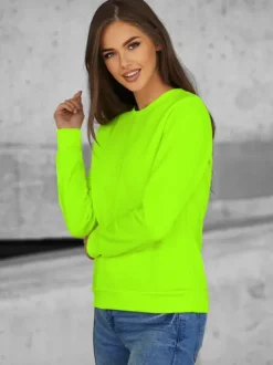 Discount Damen Sweatshirt Grün-Neon JS/W01Z Damen Sweatshirts Ohne Print | Sweatshirts Ohne Kapuze