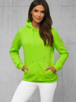 Fashion Damen Sweatshirt Grün-Neon JS/W02Z Damen Sweatshirts Ohne Print | Sweatshirts Ohne Kapuze