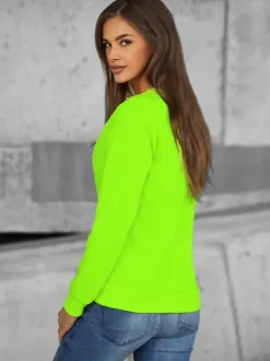 Discount Damen Sweatshirt Grün-Neon JS/W01Z Damen Sweatshirts Ohne Print | Sweatshirts Ohne Kapuze