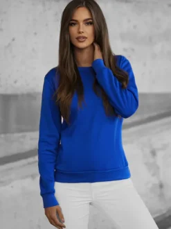 Outlet Damen Sweatshirt Kobalt JS/W01Z Damen Sweatshirts Ohne Print | Sweatshirts Ohne Kapuze