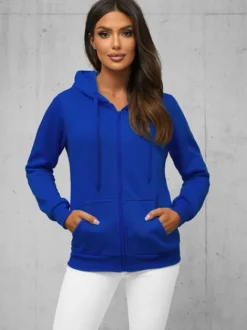 Sale Damen Sweatshirt Kobalt JS/W03Z Damen Sweatshirts Ohne Print | Sweatshirts Ohne Kapuze