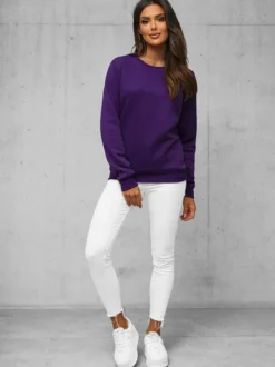 New Damen Sweatshirt JS/W01Z Damen Sweatshirts Ohne Print | Sweatshirts Ohne Kapuze
