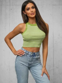 Clearance Damen Tanktop Grün/Weiß O/JK6557 Damen Tops