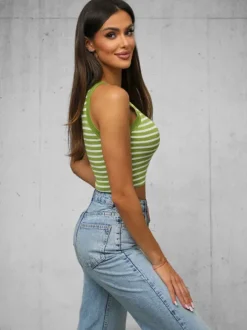 Clearance Damen Tanktop Grün/Weiß O/JK6557 Damen Tops