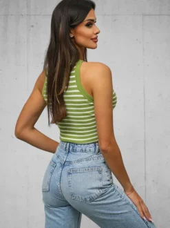 Clearance Damen Tanktop Grün/Weiß O/JK6557 Damen Tops