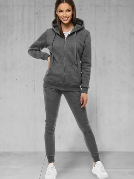 Fashion Damen Trainingsanzug Dunkelgrau 48 Damen Trainingsanzüge Mit Reißverschluss | Trainingsanzüge Mit Kapuze