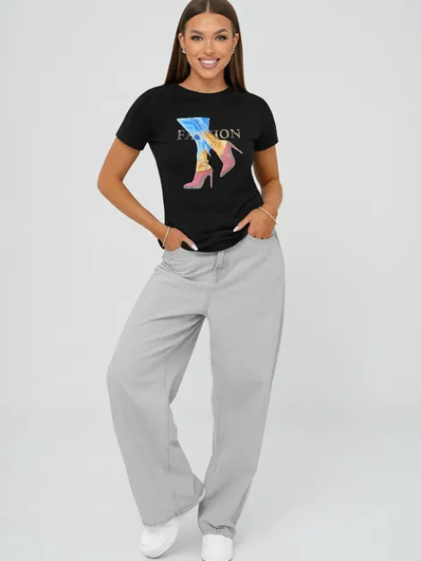 Discount Damen T-shirt JS/96T690/3 Damen T-shirts Mit Motiv