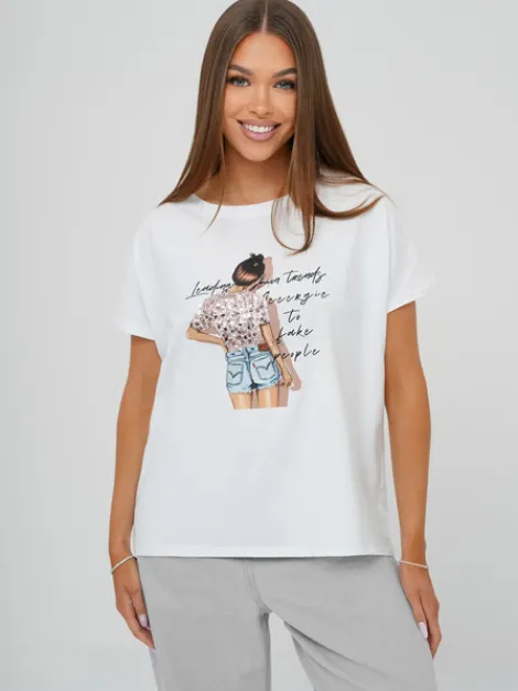 Discount Damen T-Shirt JS/95T2573/1 Damen T-shirts Mit Motiv