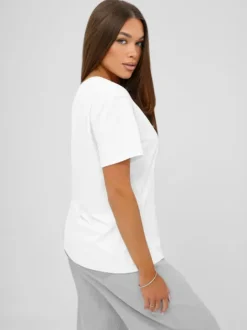 New Damen T-shirt Weiß-Gold JS/YJ77716 Damen T-shirts Mit Motiv