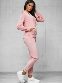 Discount Damen Velours Sportanzug Dunkelrosa JS/35C1612/20 Damen Velours Trainingsanzüge