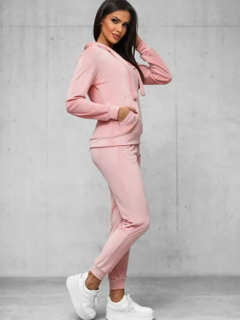 Discount Damen Velours Sportanzug Dunkelrosa JS/35C1612/20 Damen Velours Trainingsanzüge