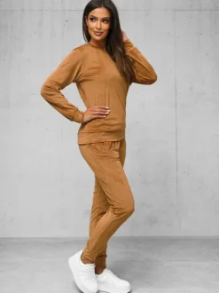 Outlet Damen Velours Sportanzug Camel O/8C1173/157Z Damen Velours Trainingsanzüge | Trainingsanzüge Ohne Kapuze