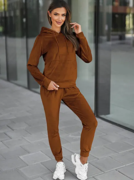 Fashion Damen Velours Sportanzug O/8C1175/33 Damen Velours Trainingsanzüge | Trainingsanzüge Mit Kapuze