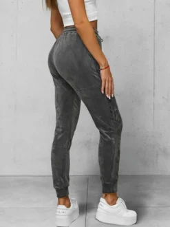 Hot Damen Velours Sporthose Anthrazit JS/8K1532/6 Damen Velour Hosen | Sporthosen