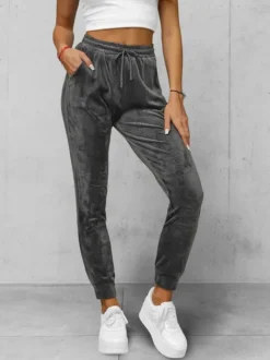 Hot Damen Velours Sporthose Anthrazit JS/8K1532/6 Damen Velour Hosen | Sporthosen