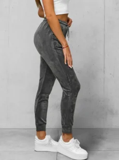 Hot Damen Velours Sporthose Anthrazit JS/8K1532/6 Damen Velour Hosen | Sporthosen