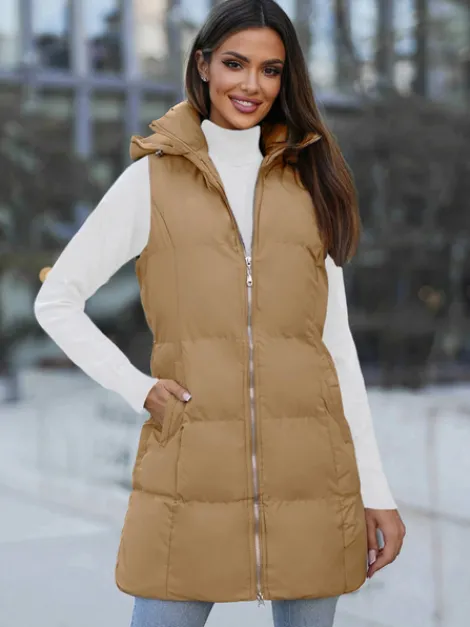 Outlet Damen Weste Camel JS/M721/84Z Damen Kapuzenwesten | Steppwesten