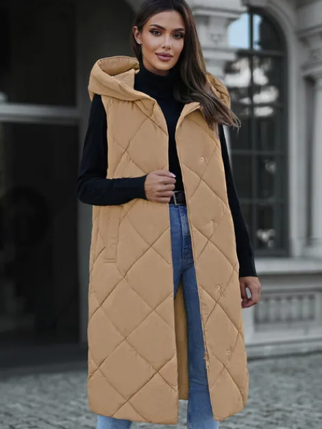 Best Damen Weste Camel JS/5M3165/84Z Damen Kapuzenwesten | Steppwesten