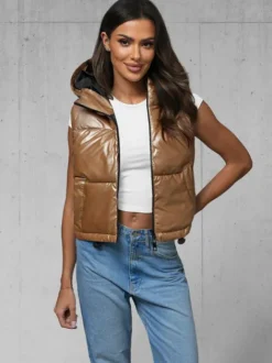 Outlet Damen Weste Gold JS/5M3190/84 Damen Kapuzenwesten | Steppwesten